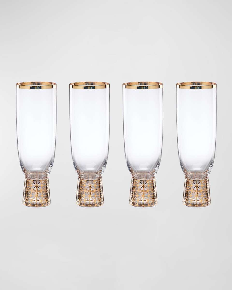 Tuscany Golden Frost Flute Glasses, Set of 4